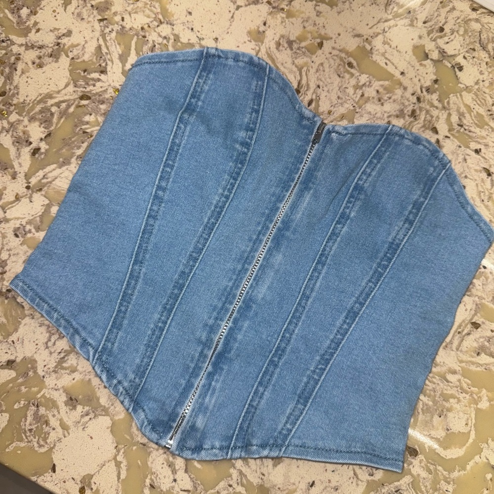 Denim Zipper Vest Corset Top SIZE S